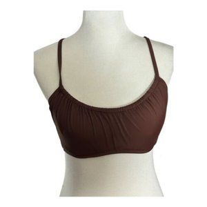 Shade & Shore Bikini Top Women's 36C Cinnamon Lightly Lined Shirred Bralette